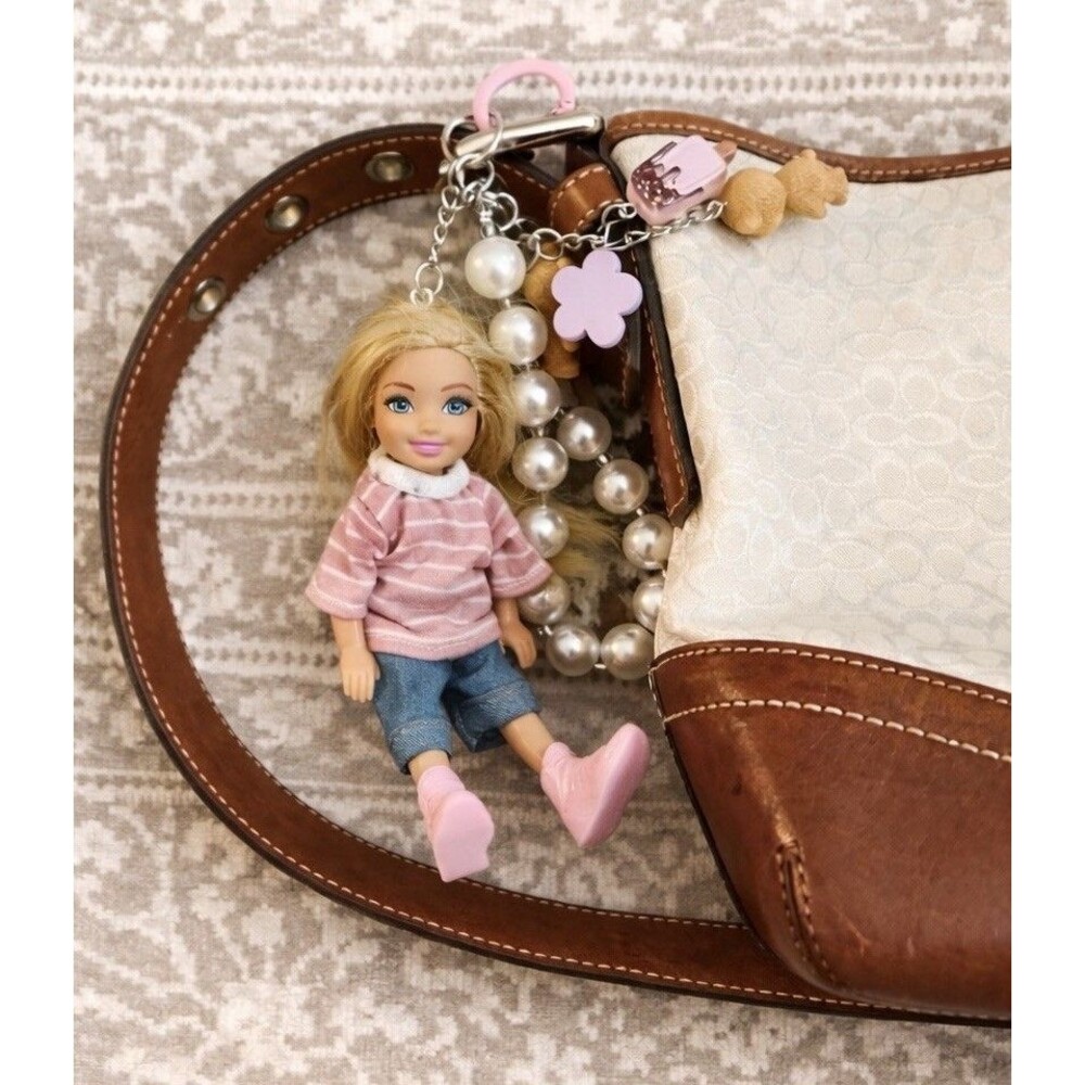 OOAK Bag Charm Made From Vintage Kelly Doll Teddy Pearl Kawaii Y2K Keychain